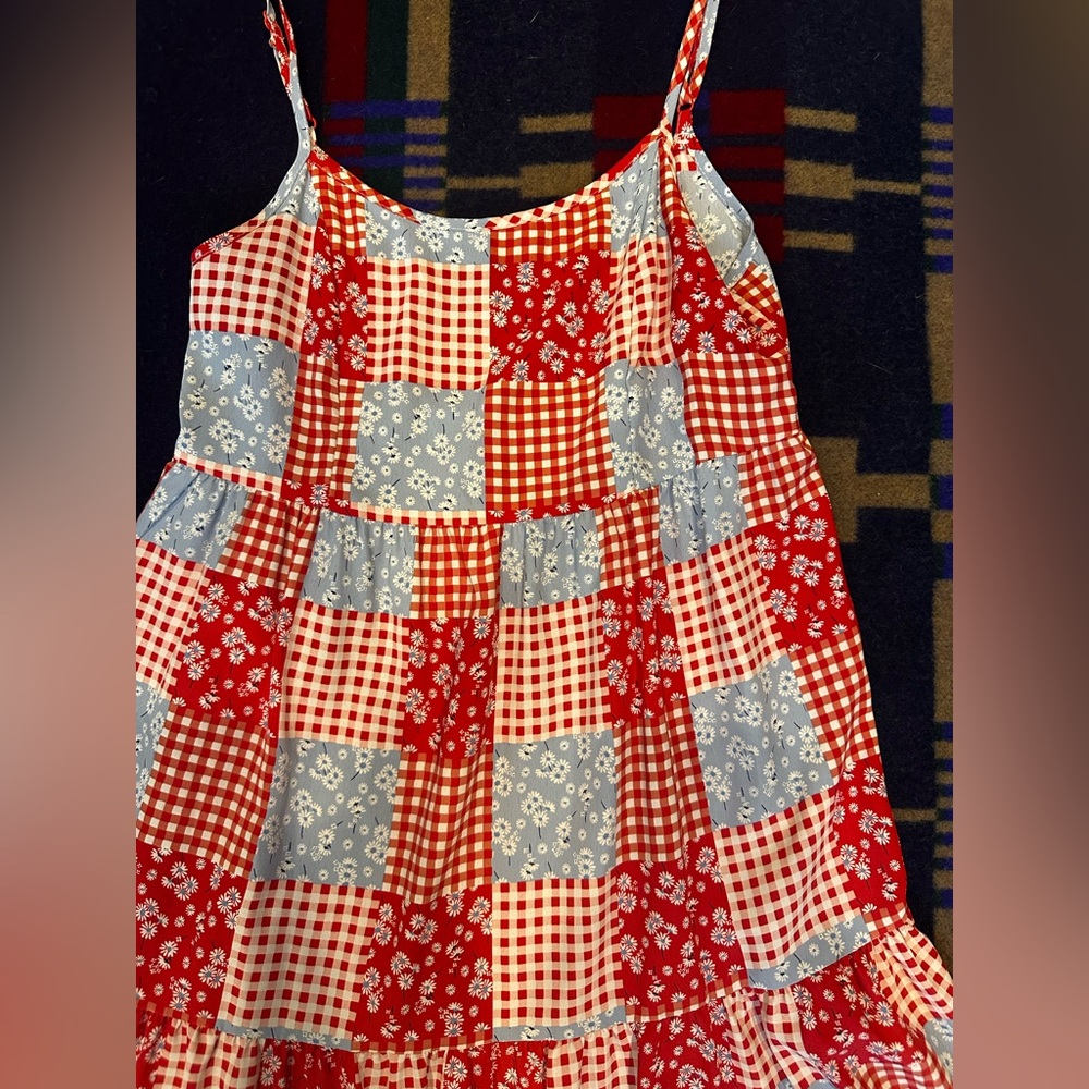 Altar'd State Red And Blue Patchwork Mini Dress - image 2